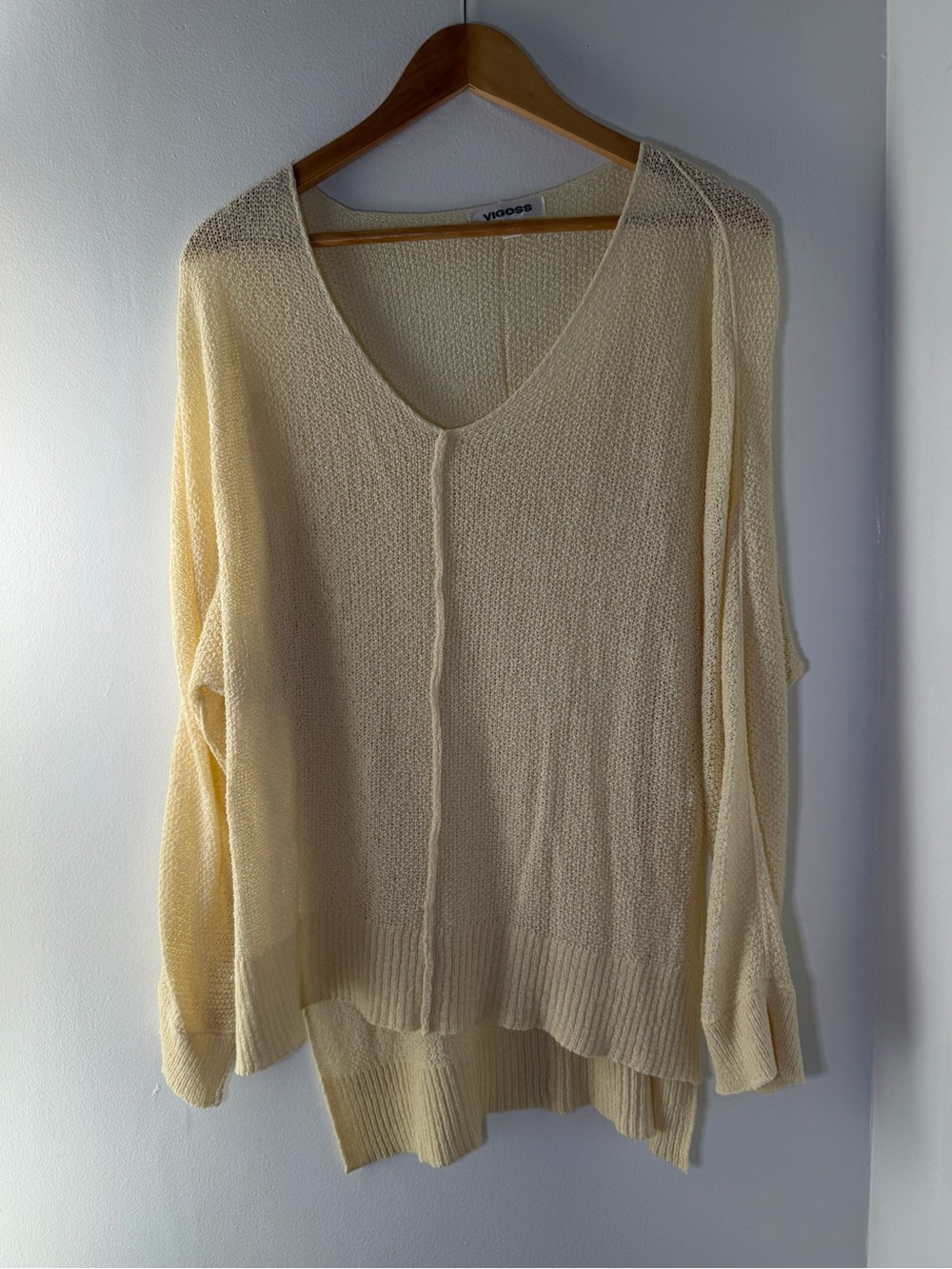 Vigoss Soft Cream V-Neck Knit Sweater